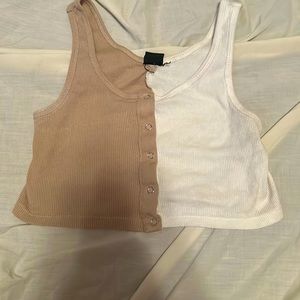 white/brown crop top
